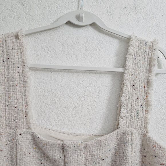 House Of Harlow‎ Dress Large Cream Mini Speckled Tweed Fringe Hem Boho NWT - Picture 5 of 9